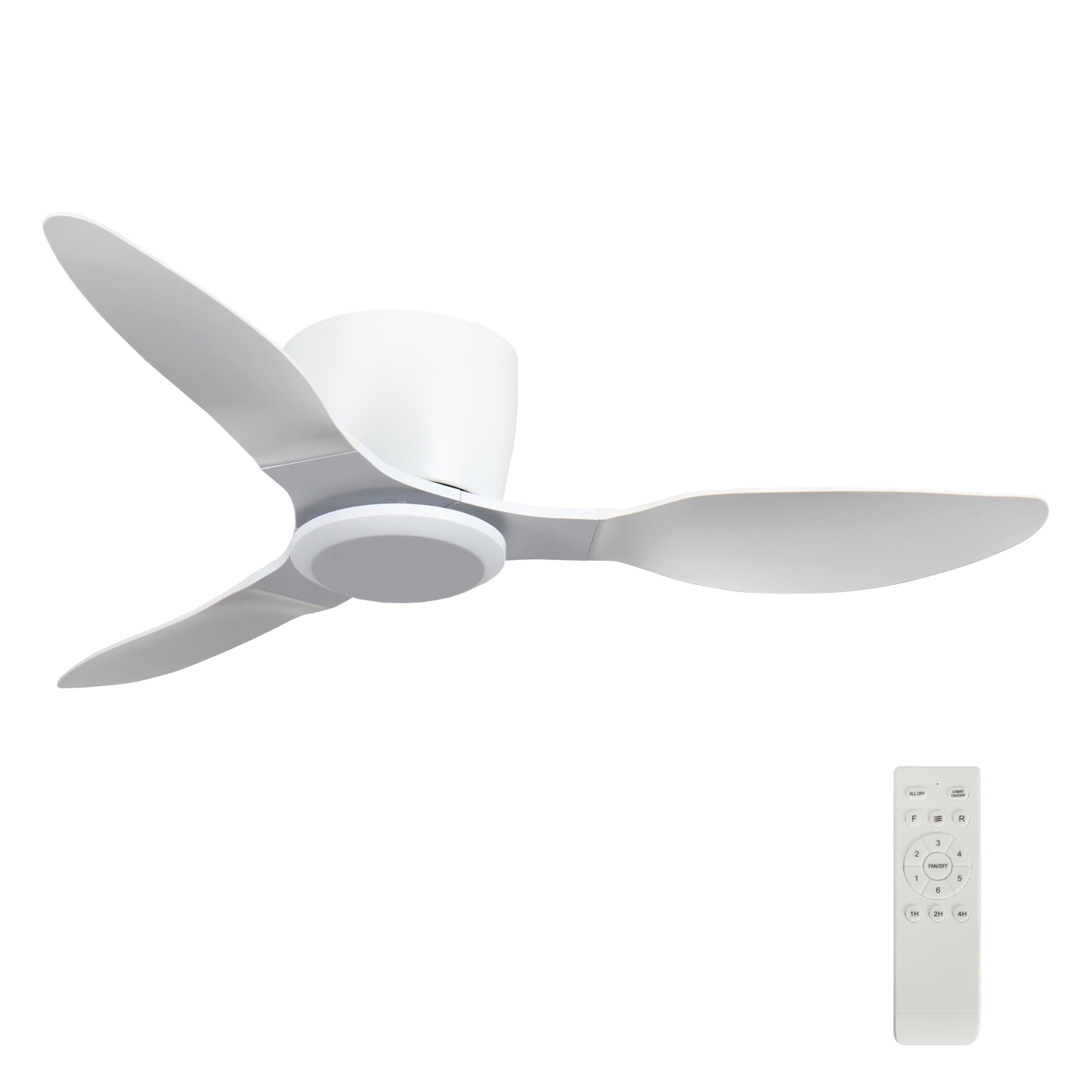 Wanze of ocean 42 Inch Ceiling Fan No Light, Flush Mount White